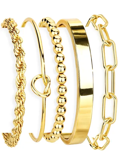 14K Gold Plated Waterproof Bracelet Set for Women
