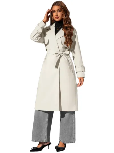 Women's Long Loose Trench Coat with Belt
