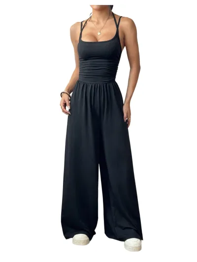 Women's Summer Spaghetti Strap Wide Leg Jumpsuit