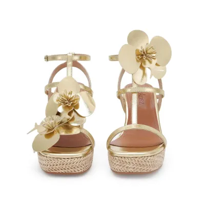 Women's Floral Comfortable Wedge Sandals with Espadrille Platform