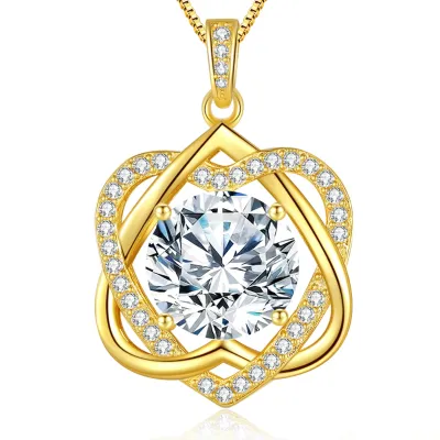 2-5 Carat Moissanite Double Heart Pendant Necklace for Women
