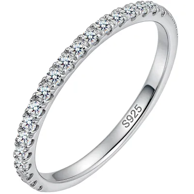 Moissanite Half Eternity Wedding Band for Women