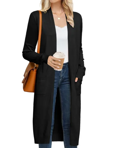 Women's Long Open Front Duster Cardigan Sweater
