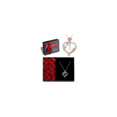 925 Sterling Silver Rose Heart Initial Necklace for Women