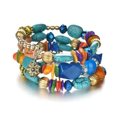 Boho Multilayer Agate & Jade Stone Charm Bracelet for Women